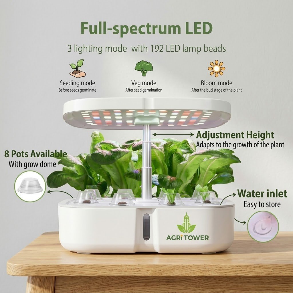 Grow various herbs, leafy greens, and even cherry tomatoes effortlessly