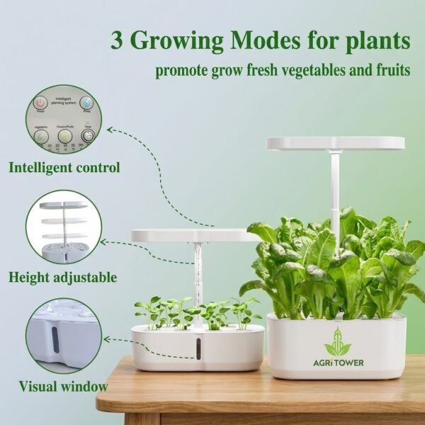 Grow various herbs, leafy greens, and even cherry tomatoes effortlessly