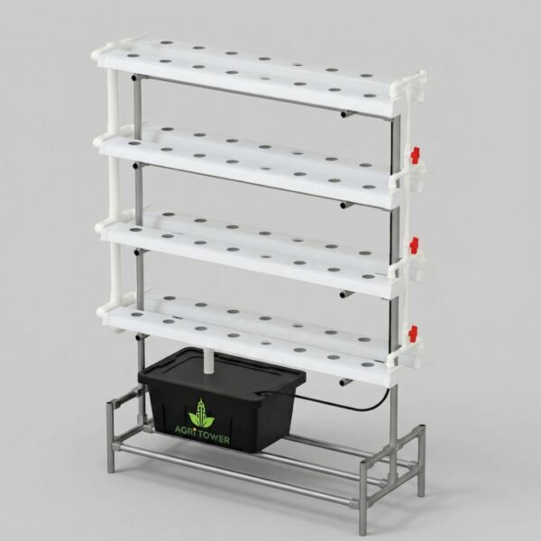 Agri Tower H-Pro 80-Hole Vertical NFT Hydroponic System with metal stand