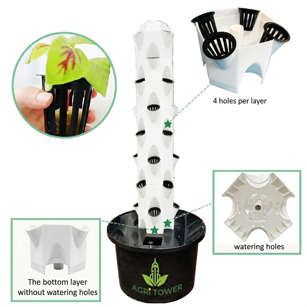 Agri Tower Star-Petal Detail - Easy Planting Slots