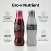 Gro-v Pro Nutrient Hydroponics Solution A&B components infographic with Grov A (greenish-white liquid) and Grov B (red liquid) bottles.